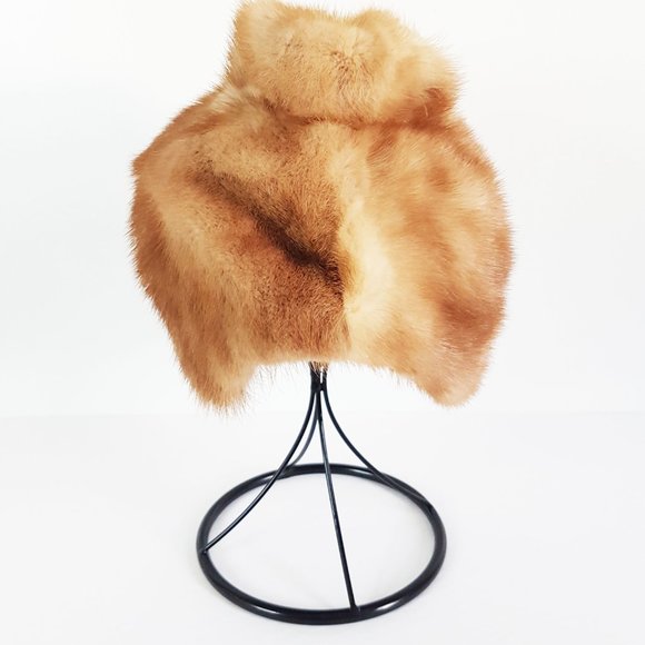 Rare Blonde Mink Fur Beret Hat, Vintage Brown Mink Fur Beret - Picture 4 of 10